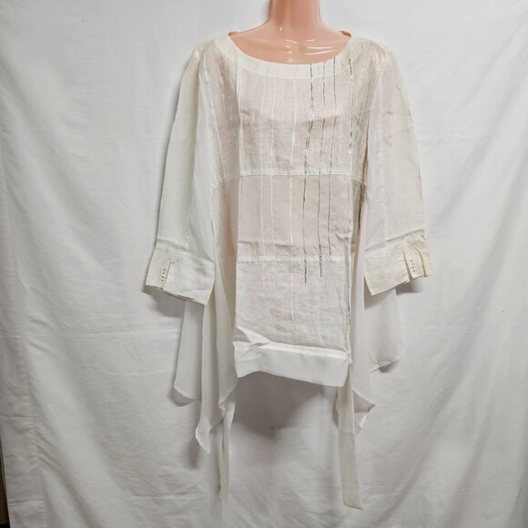 Daniela Dallavalle Elisa Cavaletti DANI Top Blouse Women Size L White Linen - Picture 14 of 16